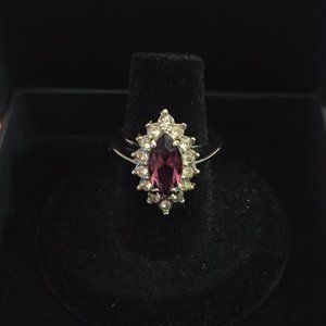 Costume Jewelry Amethyst & Diamond Ring